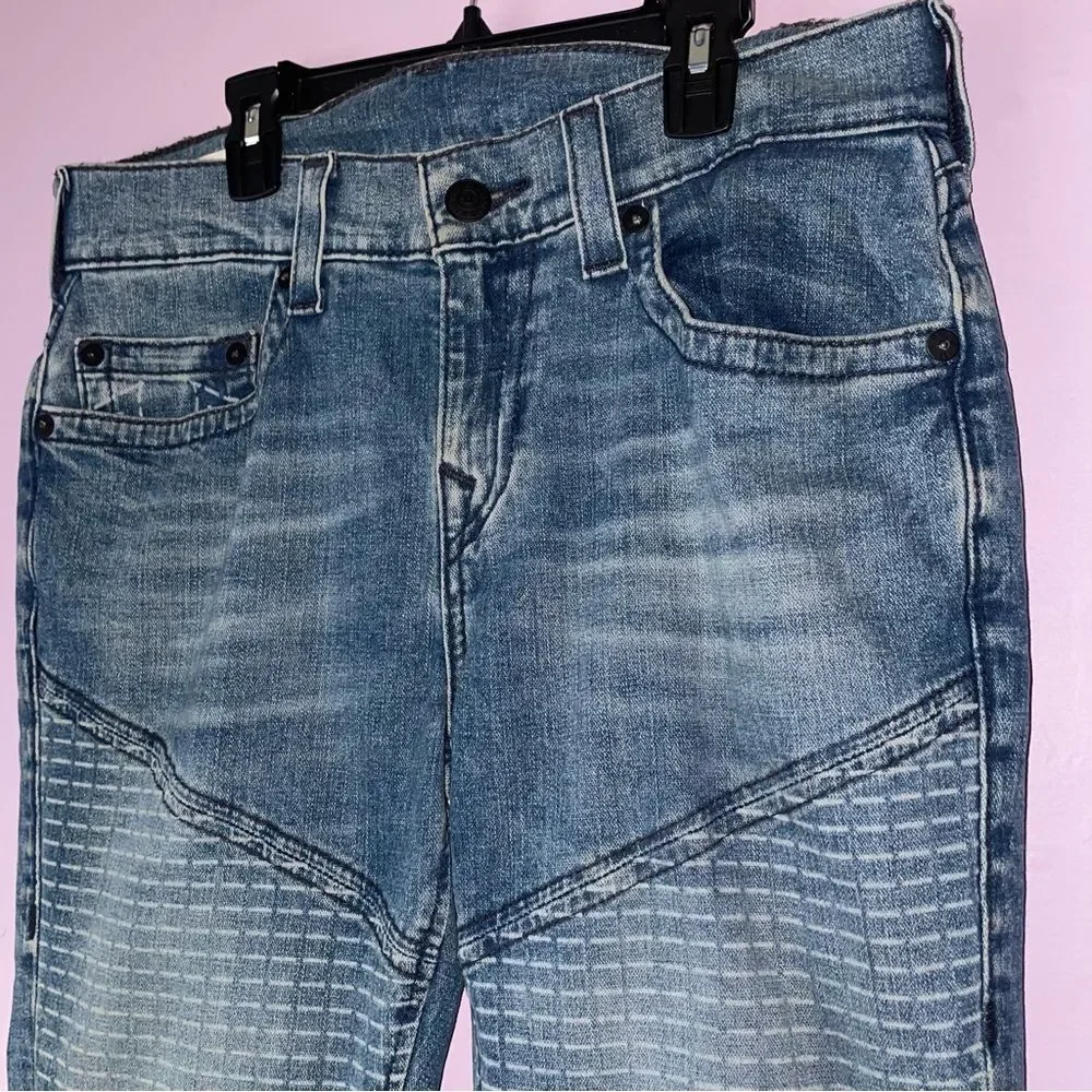 True Religion Size 30 Rocco Relaxed Skinny Light Wash Denim Jeans